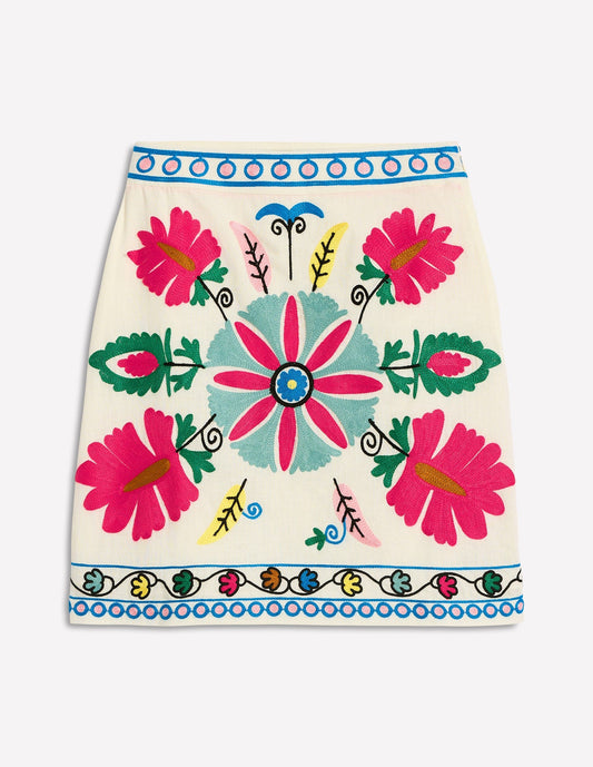 Aline Embroidered Linen Skirt