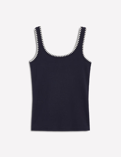 Crochet Trim Scoop Neck Vest