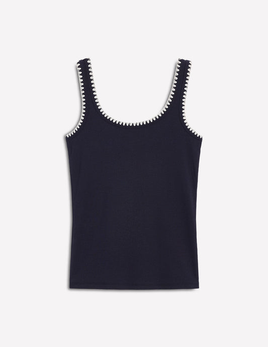 Crochet Trim Scoop Neck Vest