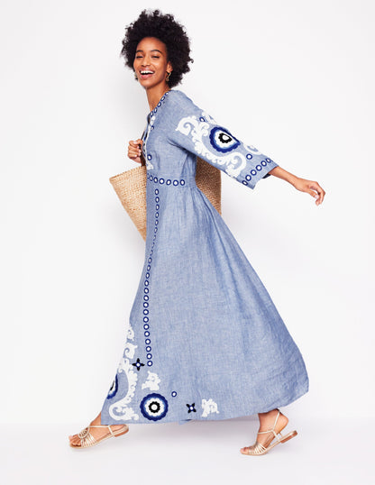 Una Linen Embroidered Dress
