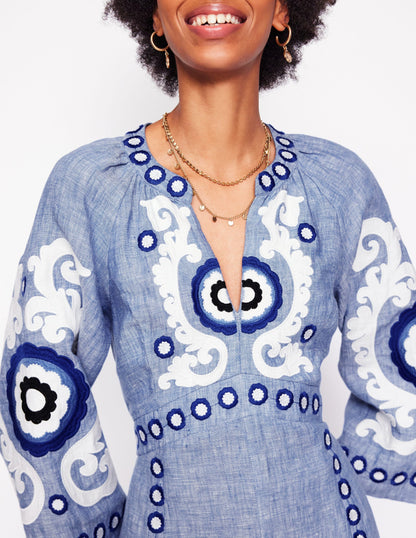 Una Linen Embroidered Dress