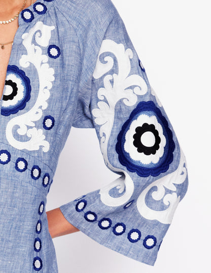Una Linen Embroidered Dress