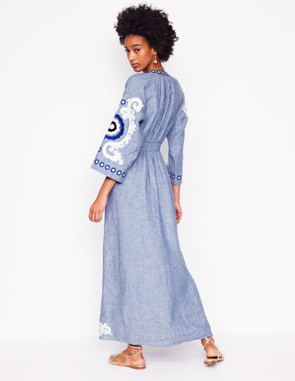 Una Linen Embroidered Dress
