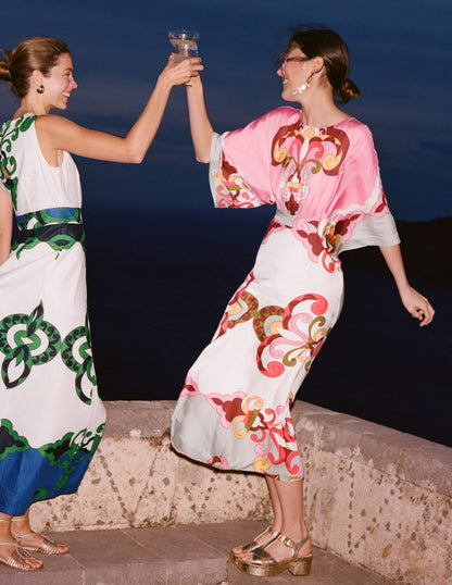 Flute Sleeve Midi Dress