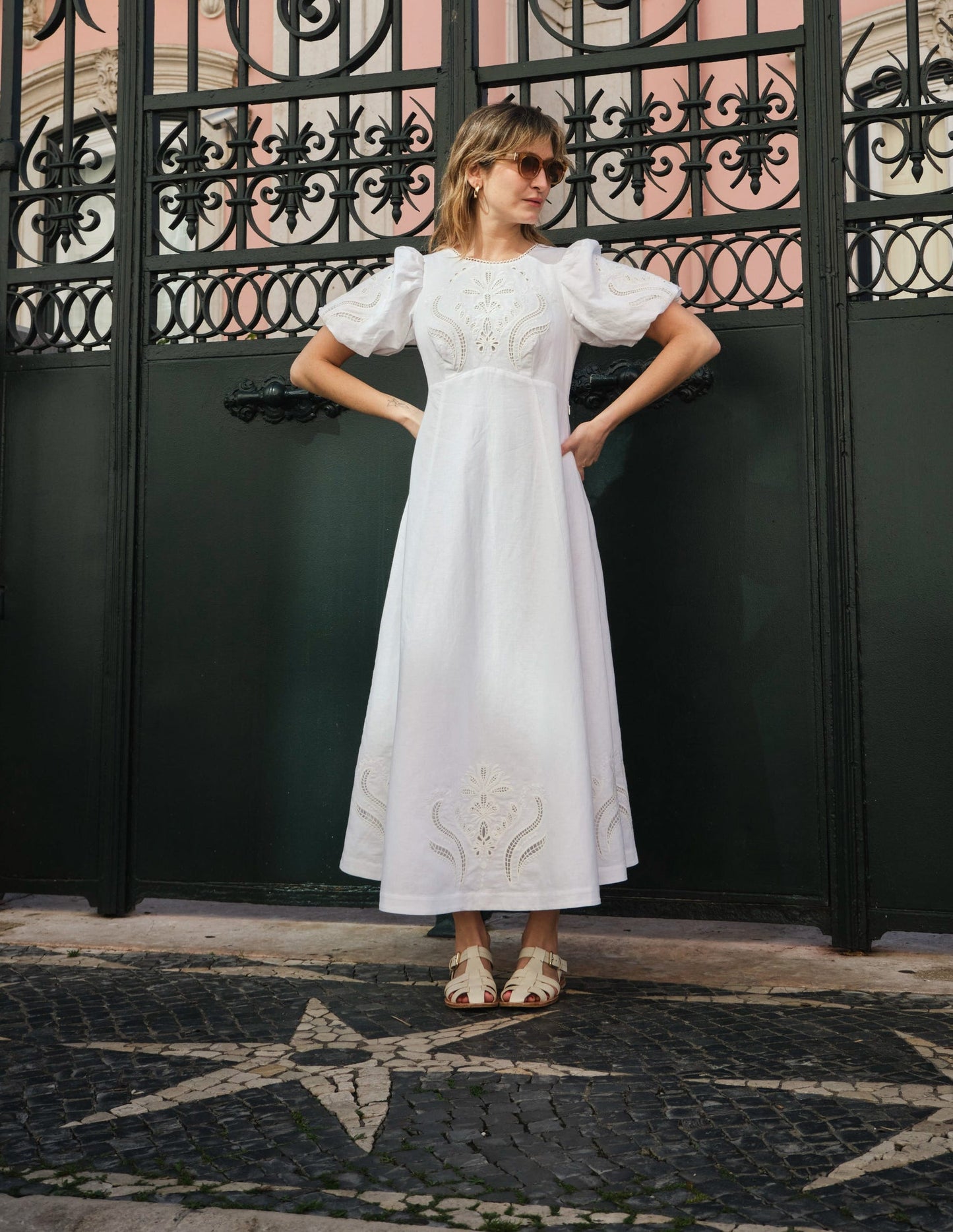 Empire Broderie Tea Dress