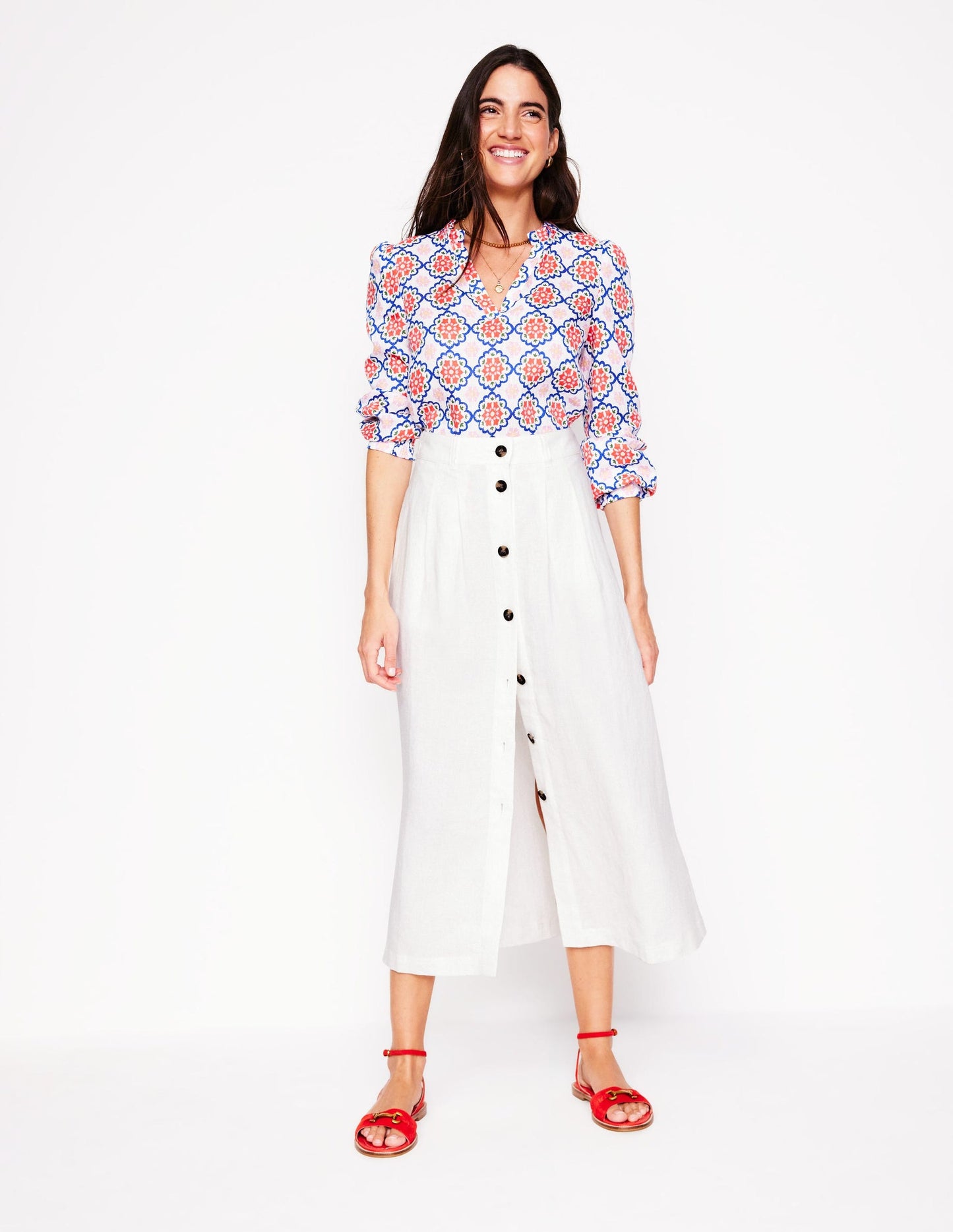 Thomasina Linen Midi Skirt