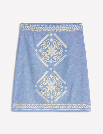 Aline Embroidered Linen Skirt