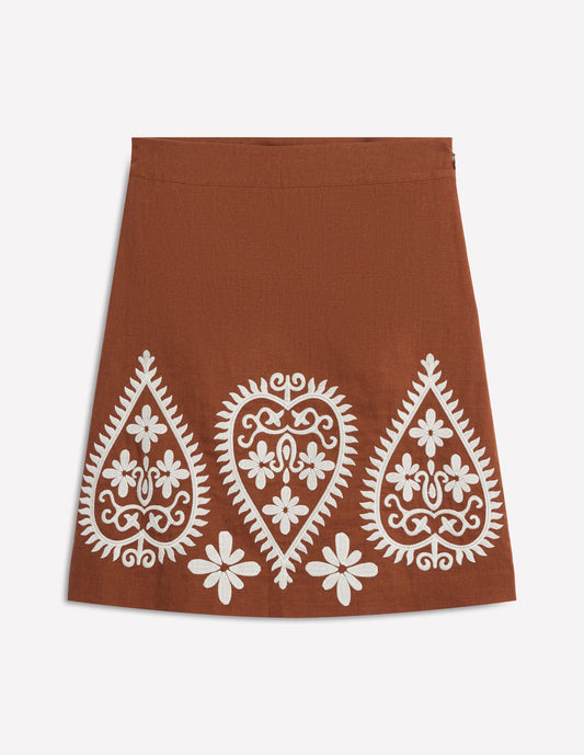 Embroidered Linen Skirt