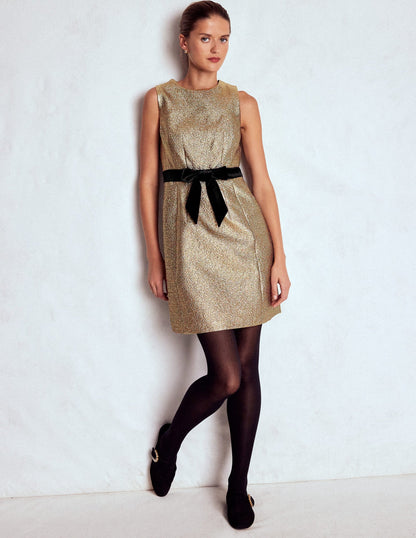 Gold Metallic Shift Dress