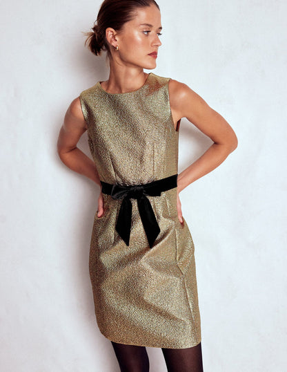 Gold Metallic Shift Dress