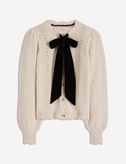 Velvet Bow Cable Cardigan