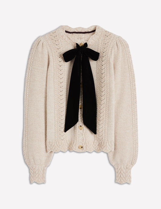 Velvet Bow Cable Cardigan