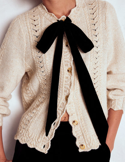 Velvet Bow Cable Cardigan