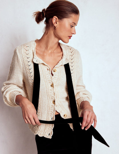 Velvet Bow Cable Cardigan