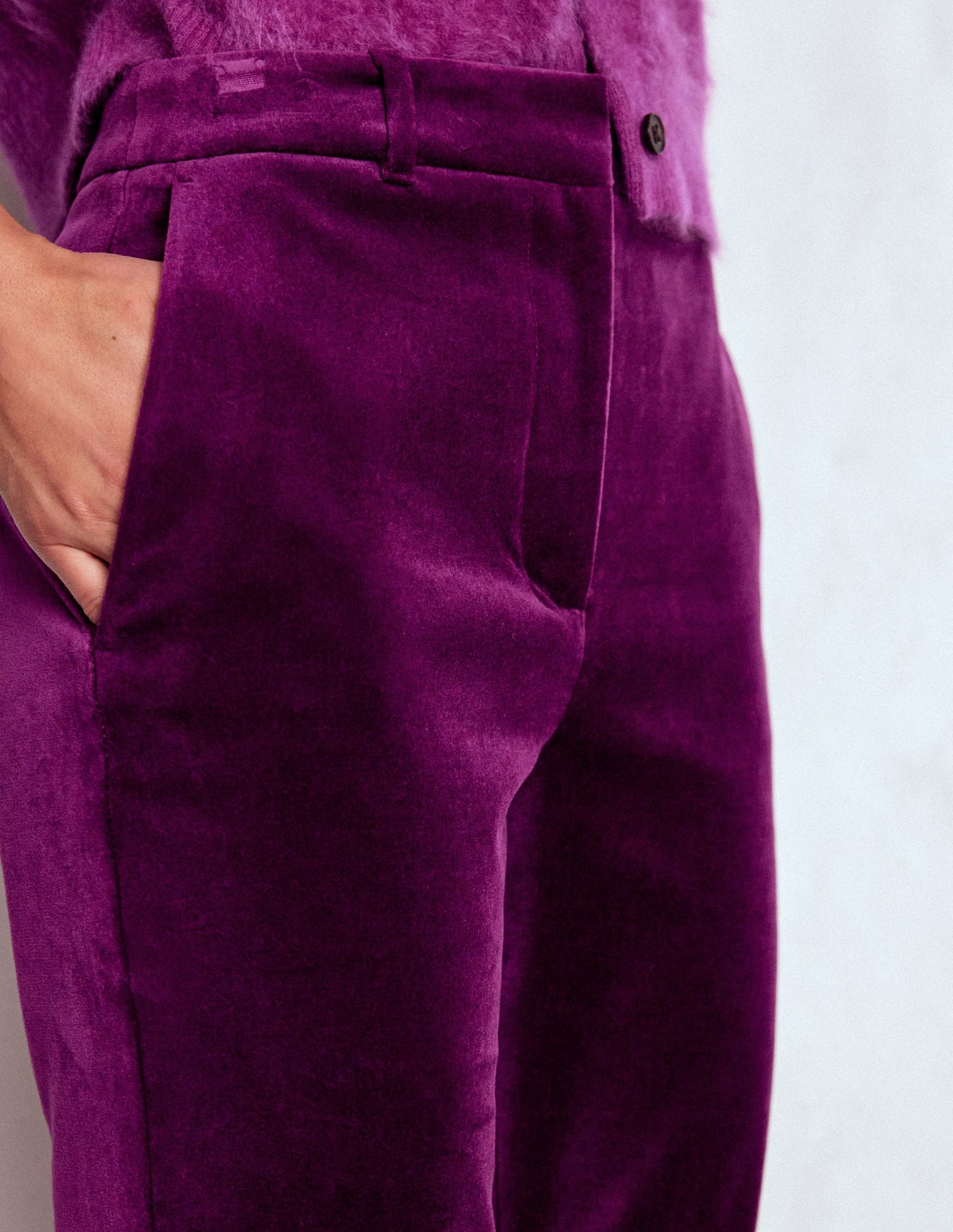 Fitted Velvet Flare Trousers
