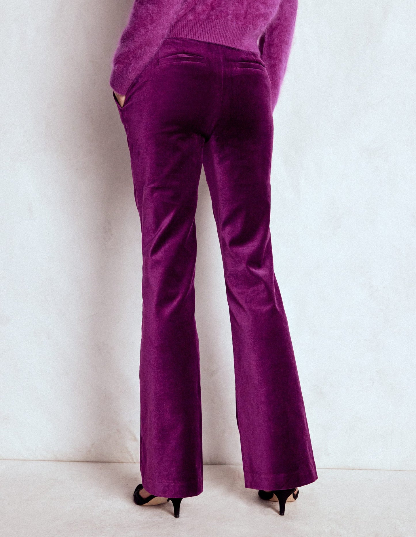 Fitted Velvet Flare Trousers