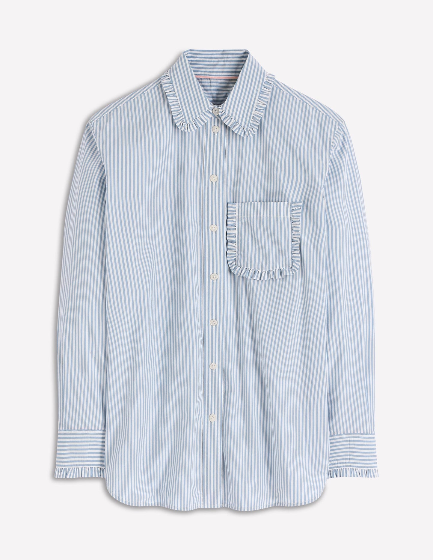 Sadie Relaxed Cotton Shirt-Faded Denim and Ivory Stripe