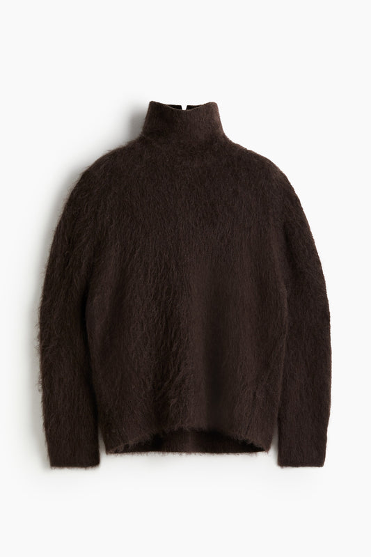 High-collar mohair-blend jumper