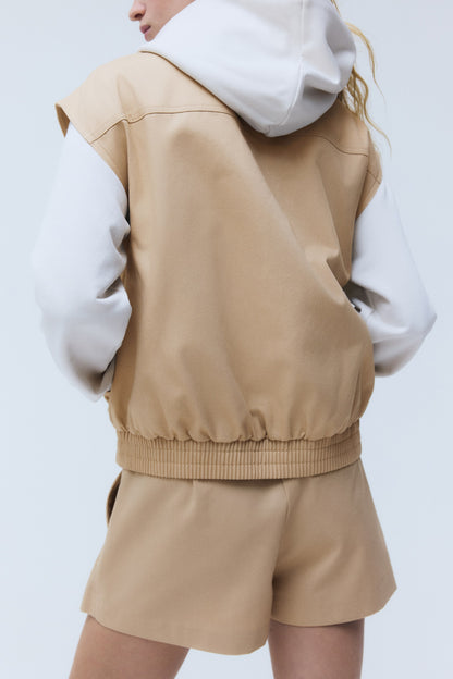 Collared cotton gilet
