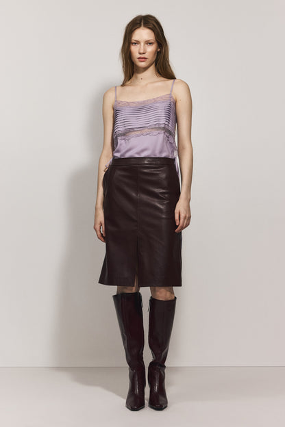 Lace-trimmed strappy top