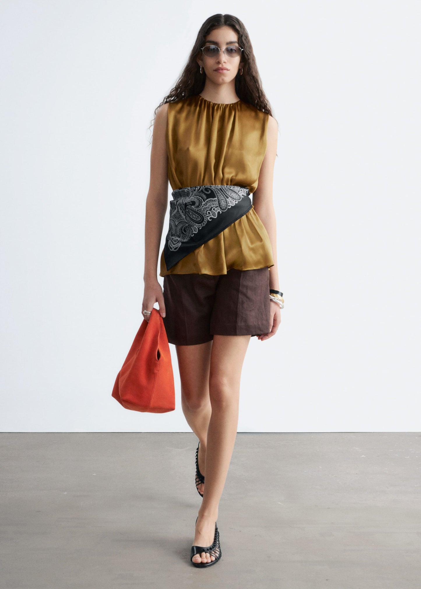 Sleeveless Silk Frill Top