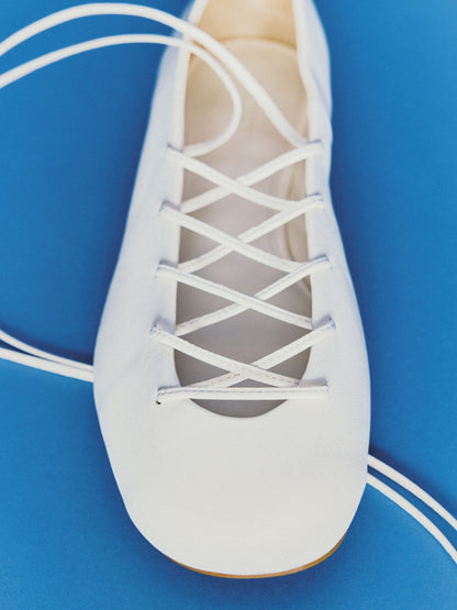 Lace-Up Leather Ballerinas
