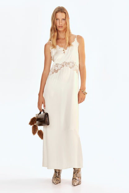 Lace-trimmed strappy dress