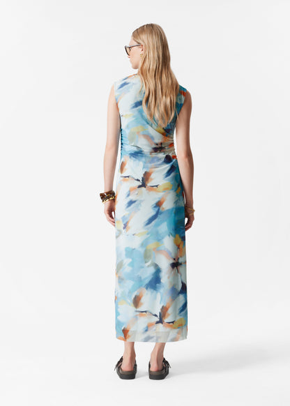 Draped Sleeveless Midi Dress