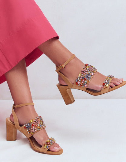 Embellished Block Heel Sandal