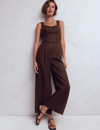 Panelled Bodice Linen Jumpsuit
