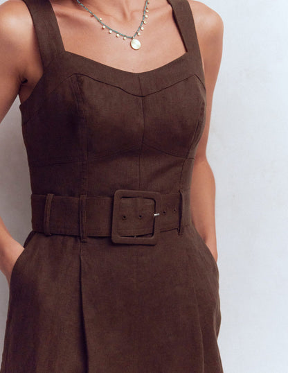 Panelled Bodice Linen Jumpsuit