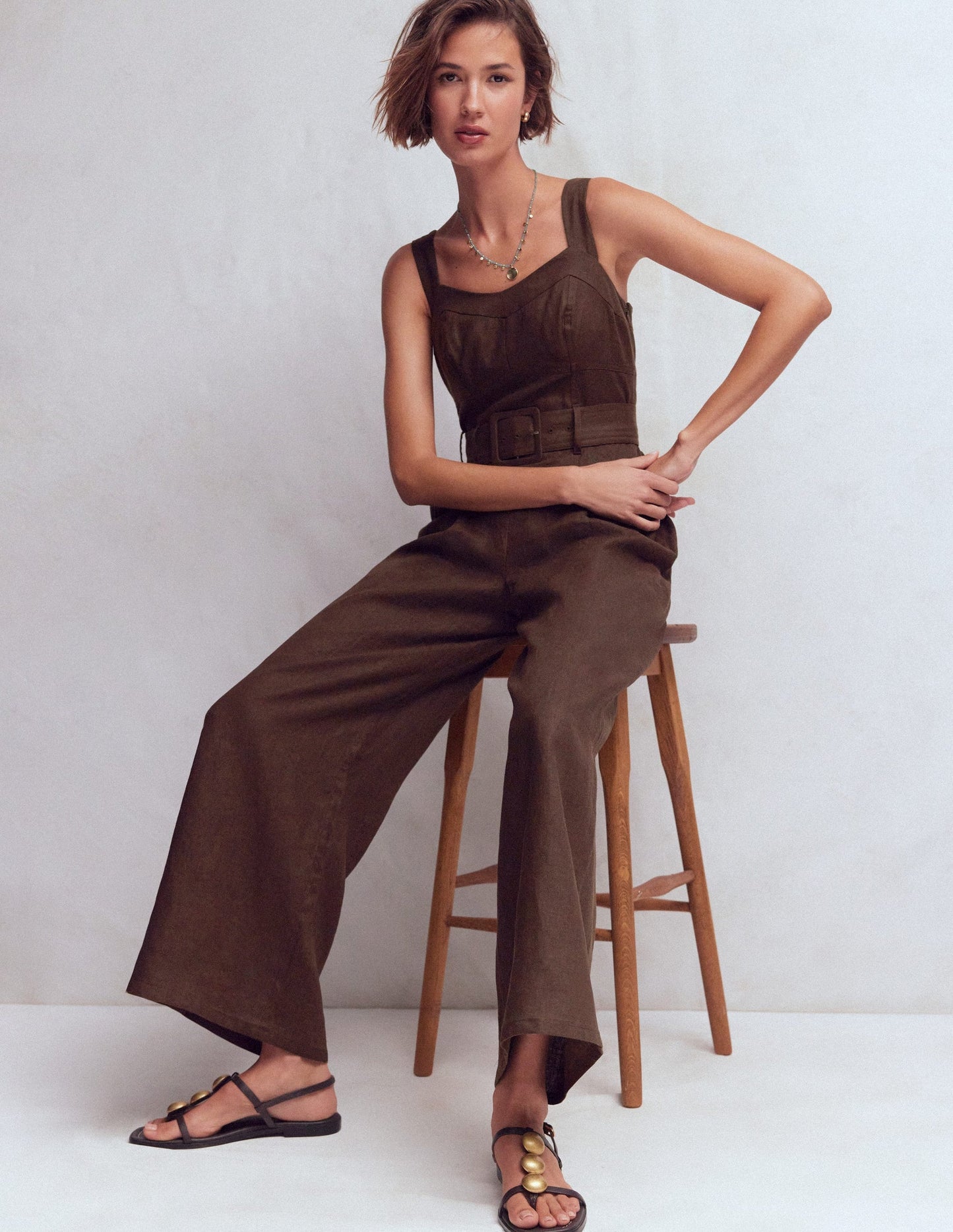Panelled Bodice Linen Jumpsuit