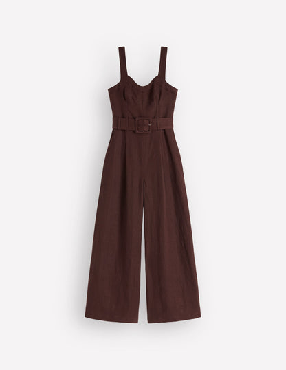 Panelled Bodice Linen Jumpsuit