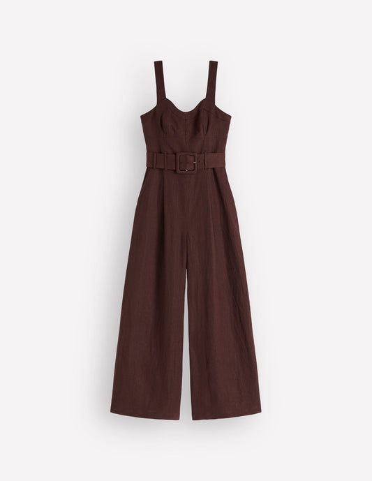 Panelled Bodice Linen Jumpsuit