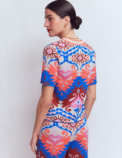 Short Sleeve Jacquard Cardigan