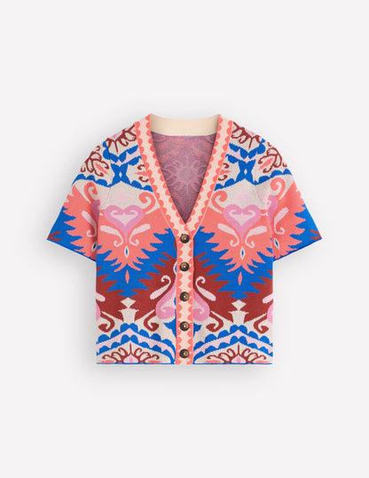 Short Sleeve Jacquard Cardigan
