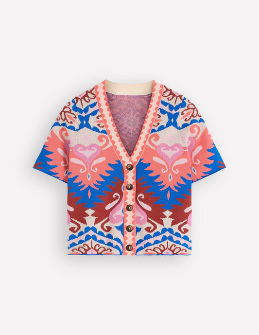 Short Sleeve Jacquard Cardigan