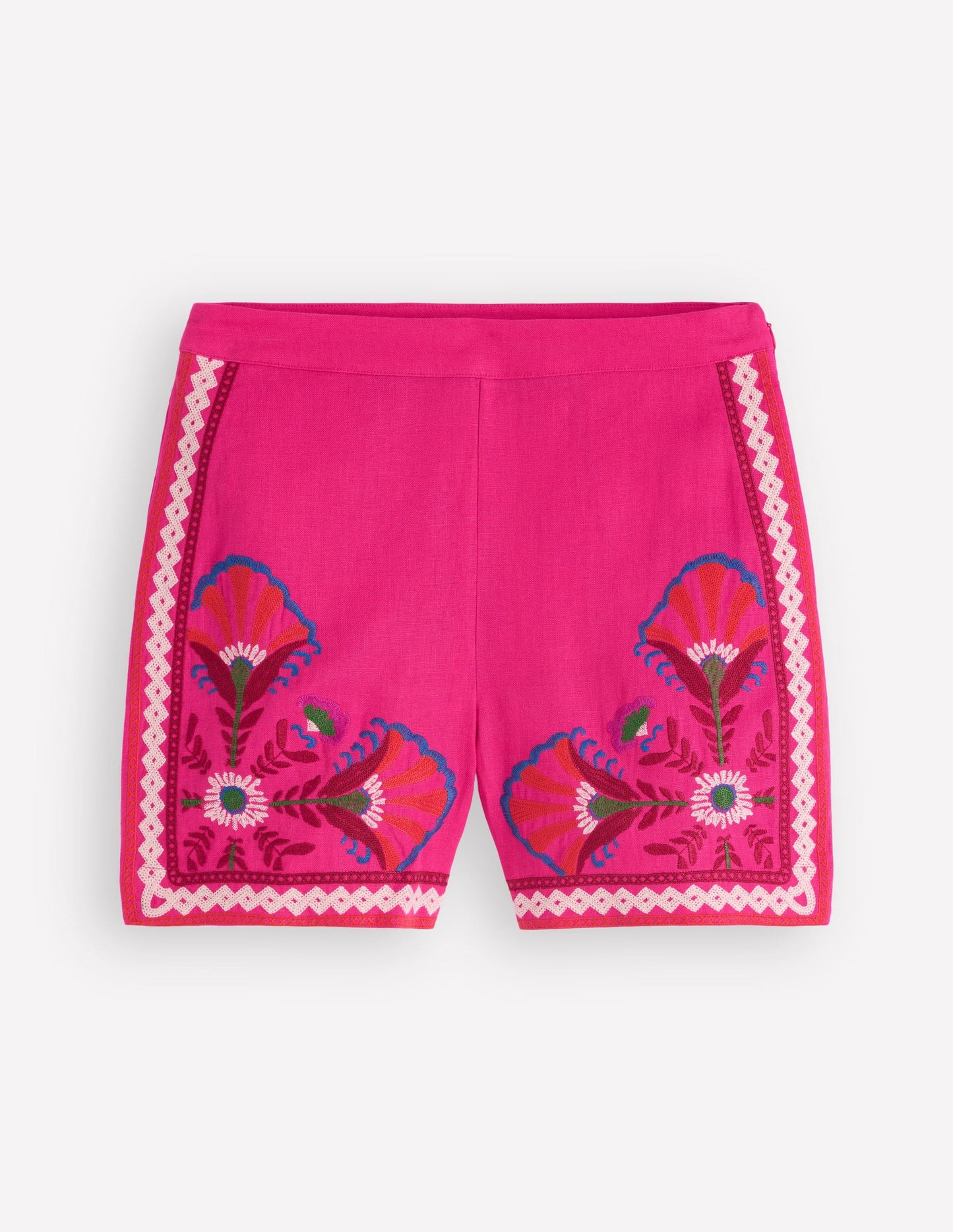 Embroidered Linen Shorts