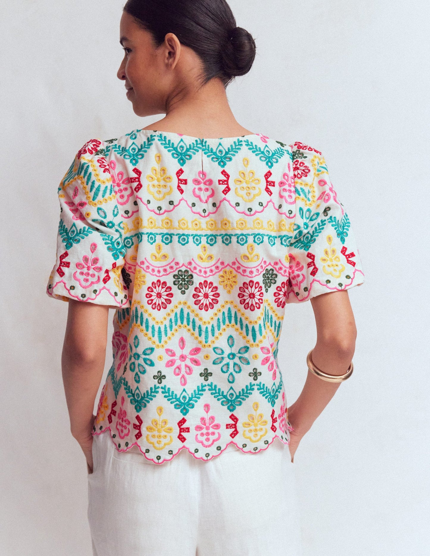 Linen Puff Sleeve Top