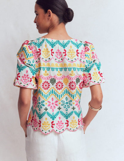 Linen Puff Sleeve Top