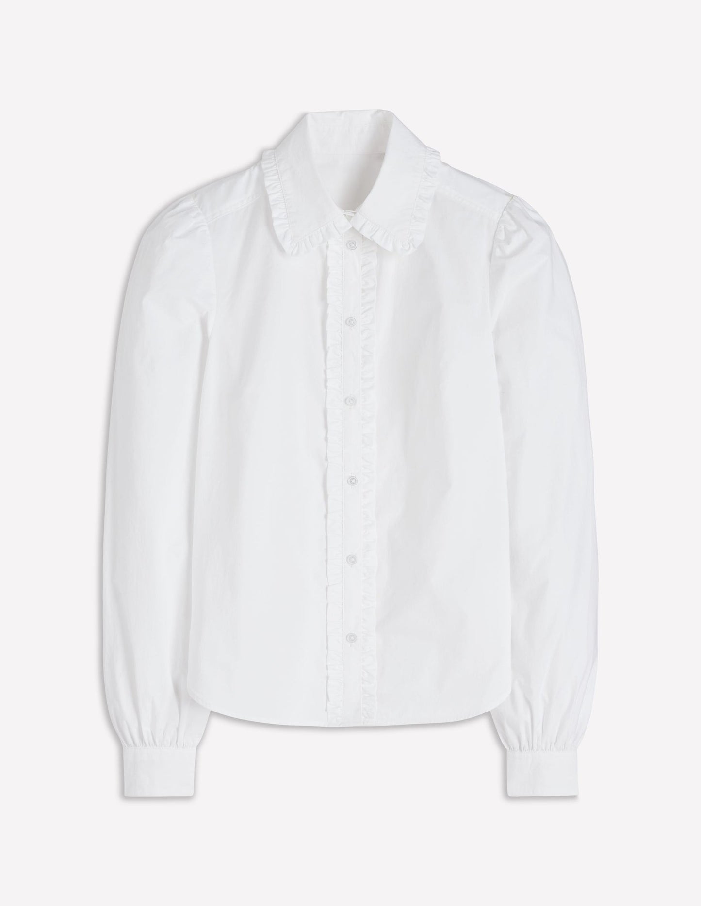 Cara Cotton Shirt-White Ruffle