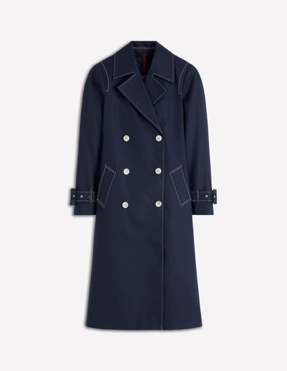 Double Breasted Trench-Navy