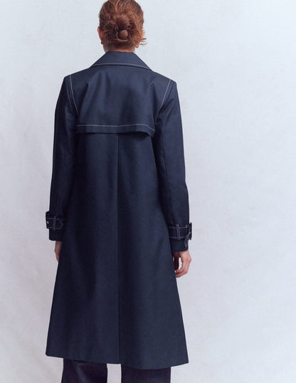 Double Breasted Trench-Navy