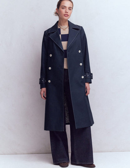 Double Breasted Trench-Navy