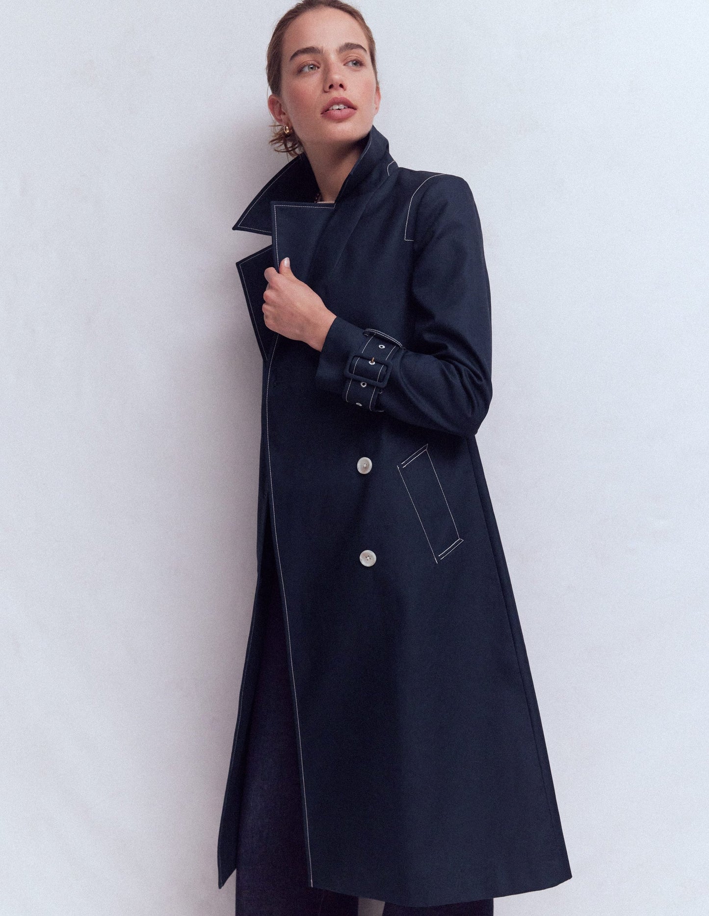 Double Breasted Trench-Navy