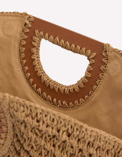 Raffia Moon Clutch