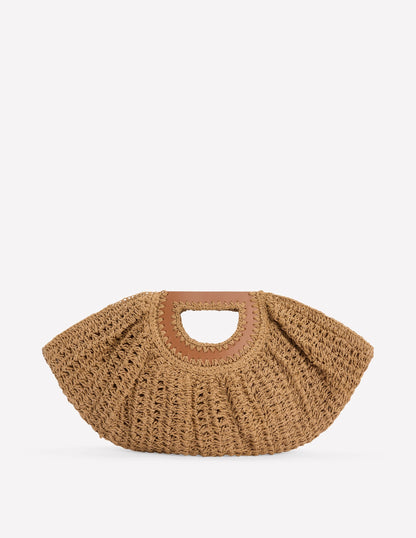 Raffia Moon Clutch