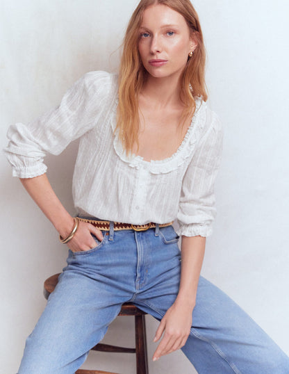 Scoop Neck Ruffle Top