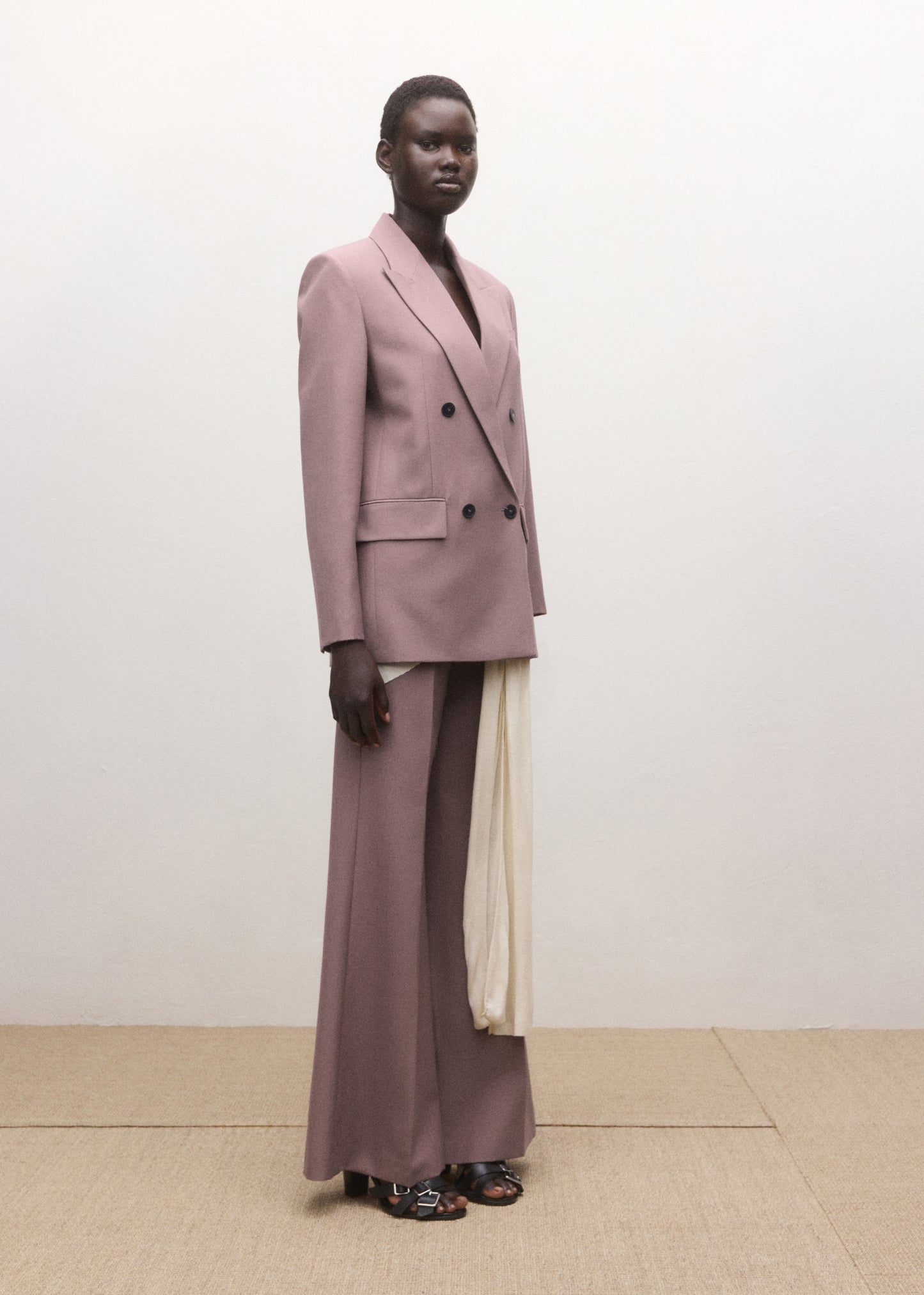 Flared wool suit trousers