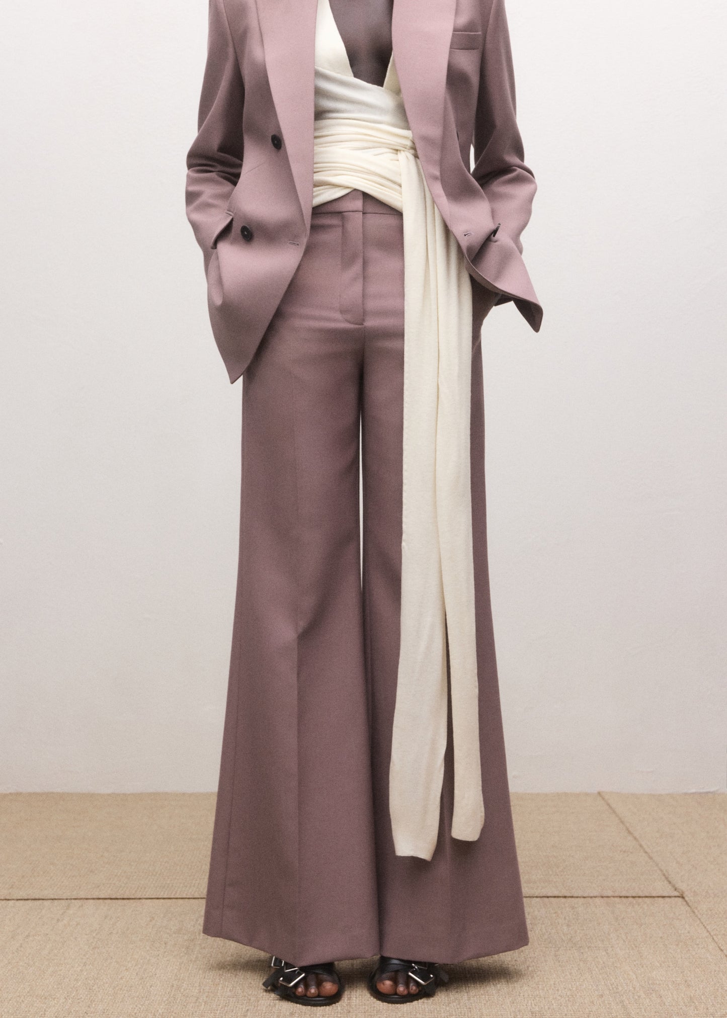 Flared wool suit trousers